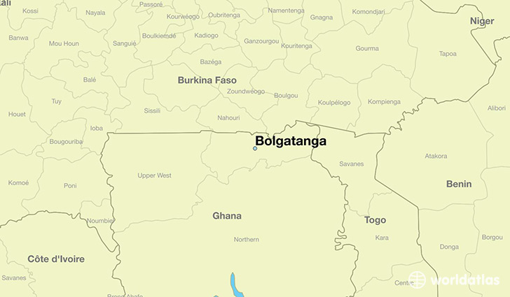 map showing the location of Bolgatanga