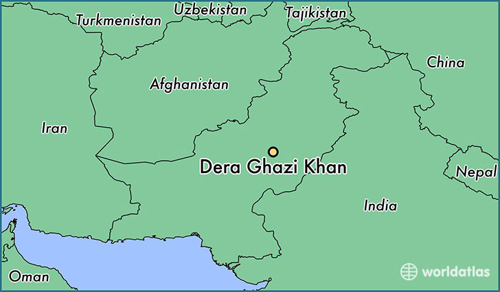 map showing the location of Dera Ghazi Khan