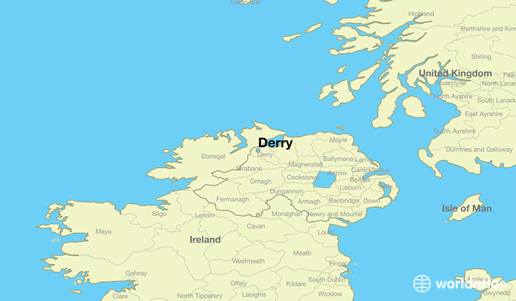 map showing the location of Derry