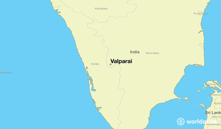 map showing the location of Valparai