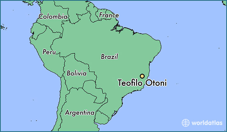 map showing the location of Teofilo Otoni