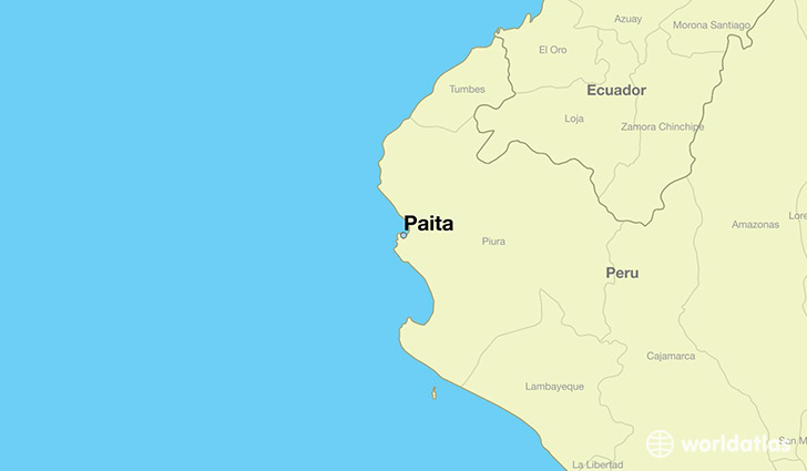 map showing the location of Paita