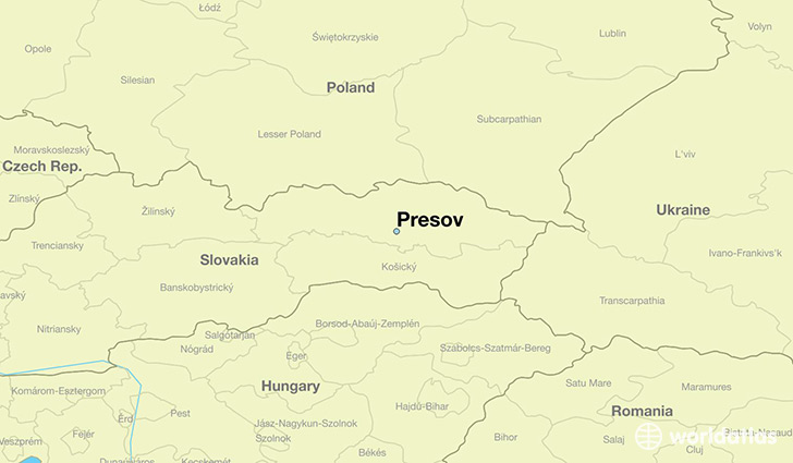 map showing the location of Presov