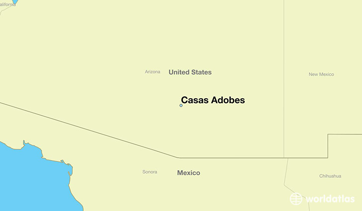 map showing the location of Casas Adobes