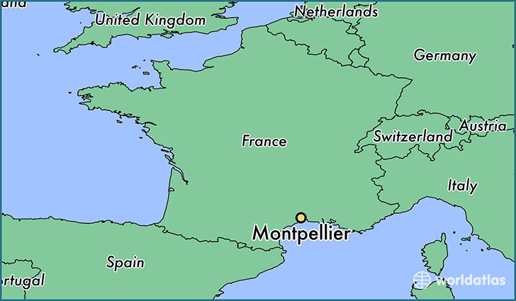 map showing the location of Montpellier