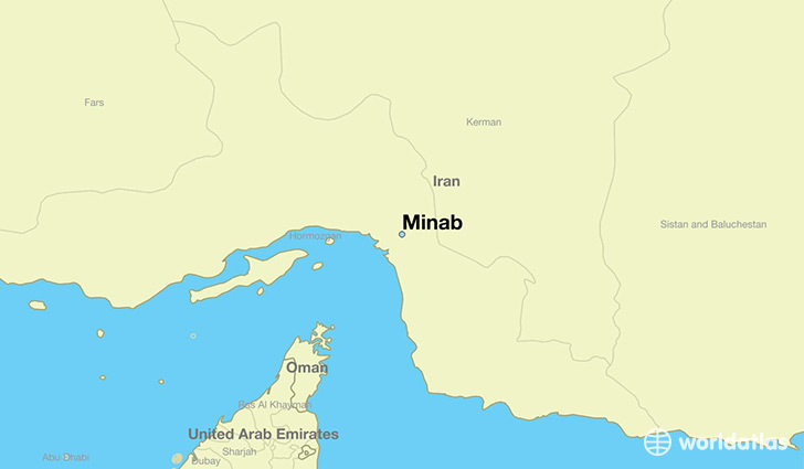map showing the location of Minab