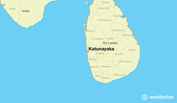 map showing the location of Katunayaka