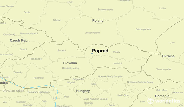 map showing the location of Poprad