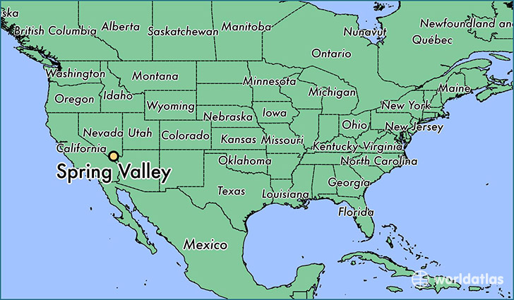 map showing the location of Spring Valley
