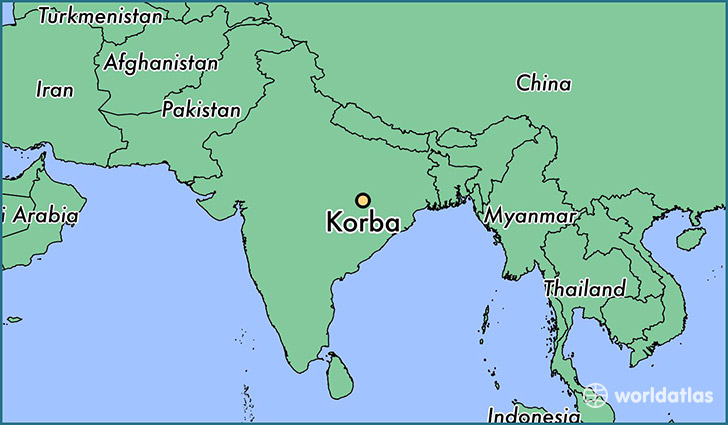 map showing the location of Korba