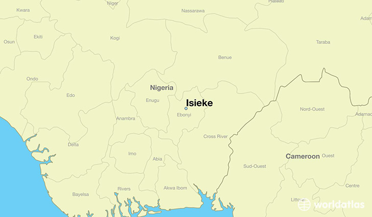 map showing the location of Isieke