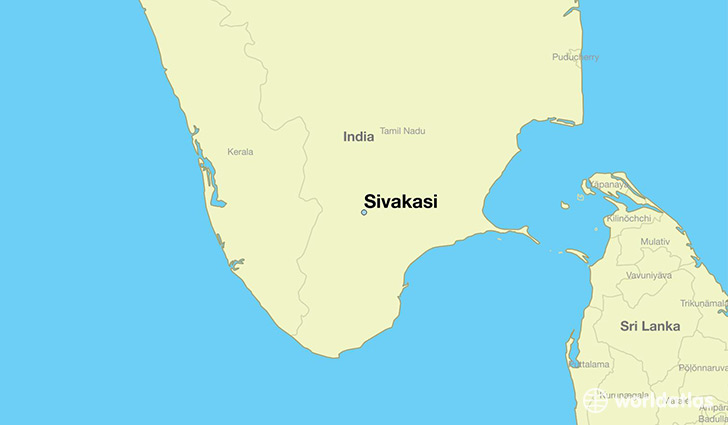 map showing the location of Sivakasi
