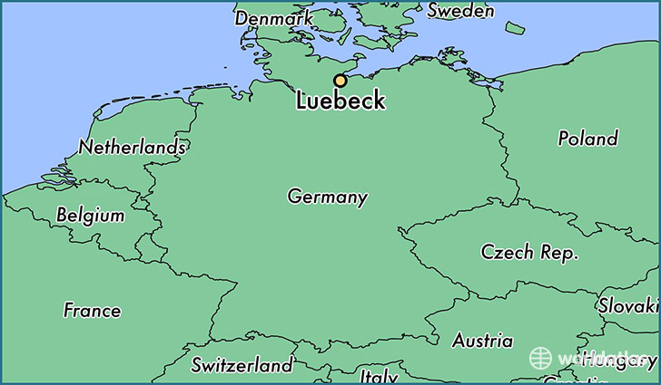 map showing the location of Luebeck