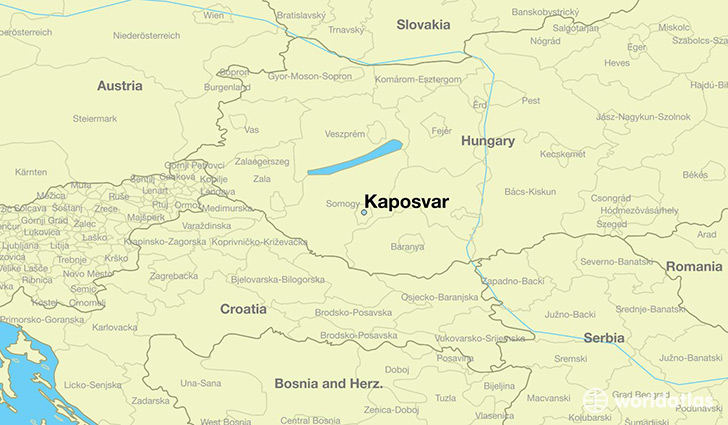 map showing the location of Kaposvar