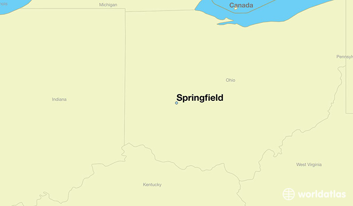 map showing the location of Springfield