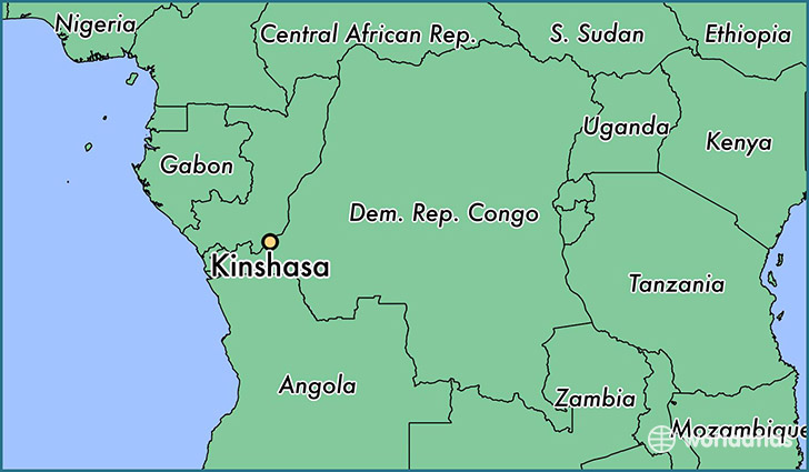 map showing the location of Kinshasa