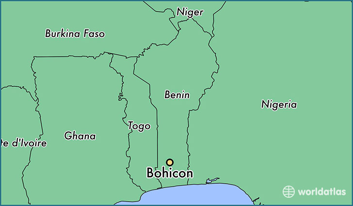map showing the location of Bohicon