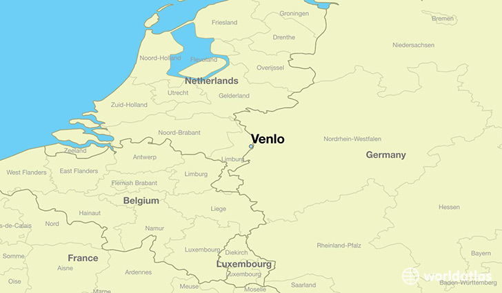 map showing the location of Venlo
