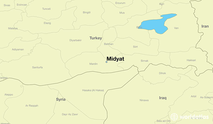 map showing the location of Midyat