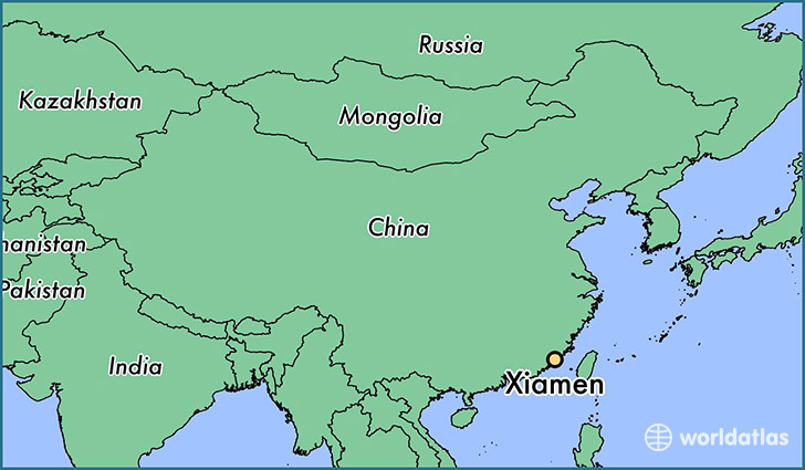 map showing the location of Xiamen