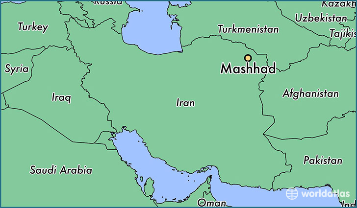 map showing the location of Mashhad