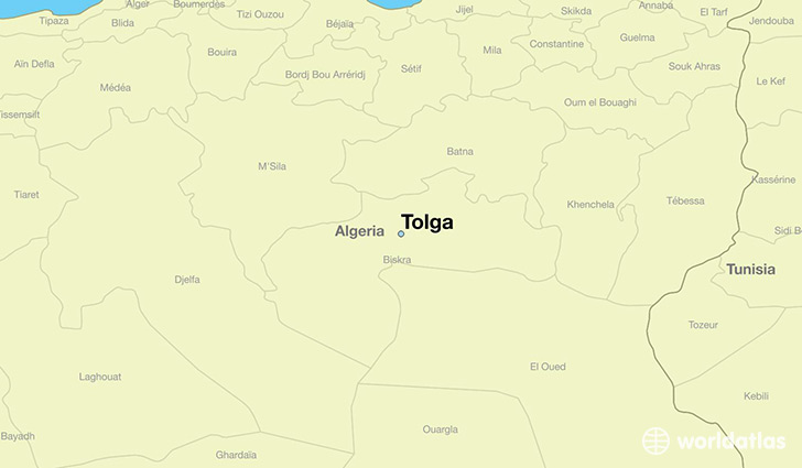 map showing the location of Tolga