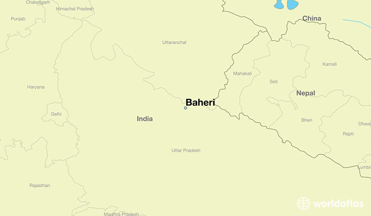 map showing the location of Baheri
