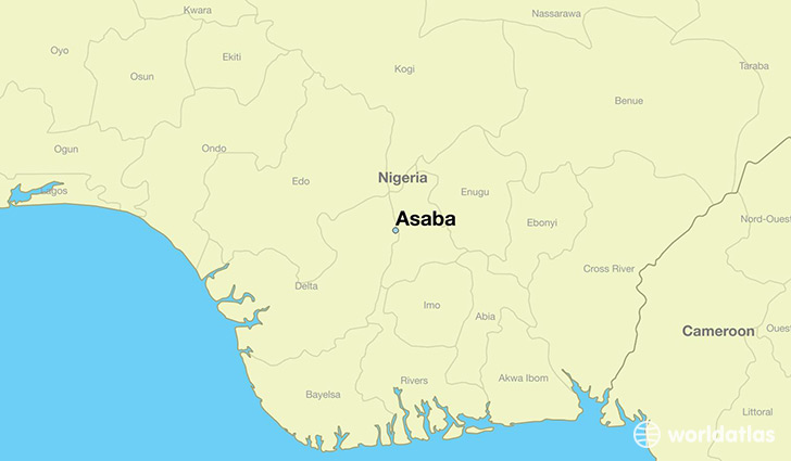 map showing the location of Asaba