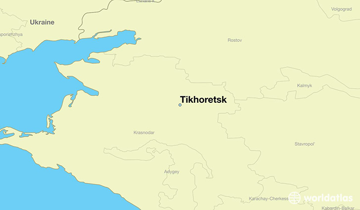 map showing the location of Tikhoretsk