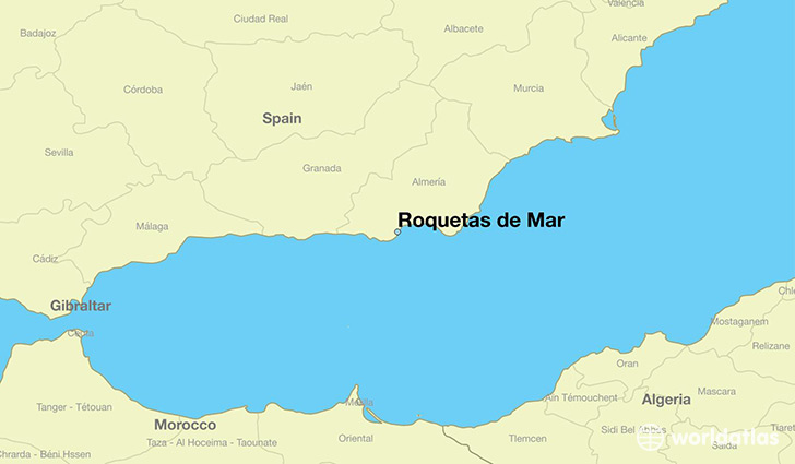 map showing the location of Roquetas de Mar