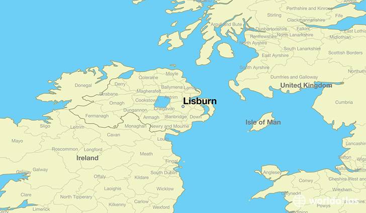 map showing the location of Lisburn