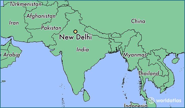 map showing the location of New Delhi