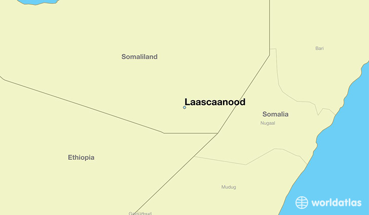 map showing the location of Laascaanood
