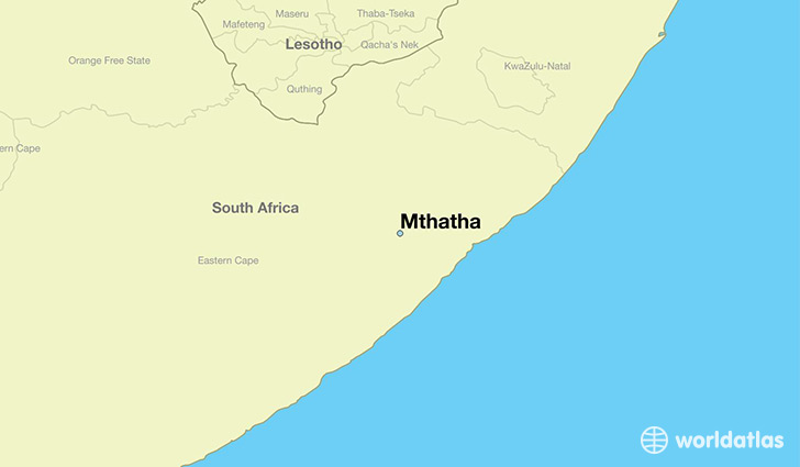 map showing the location of Mthatha