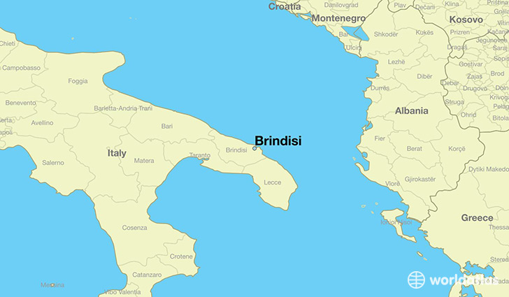 map showing the location of Brindisi