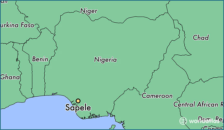 map showing the location of Sapele