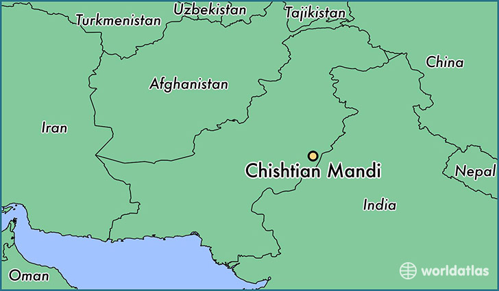 map showing the location of Chishtian Mandi
