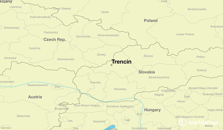 map showing the location of Trencin