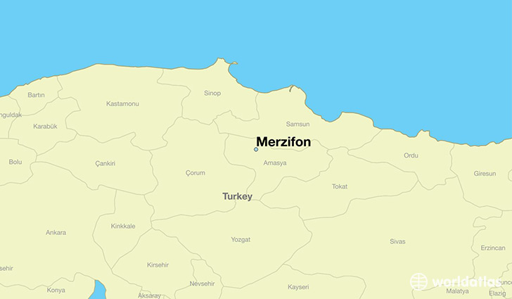 map showing the location of Merzifon
