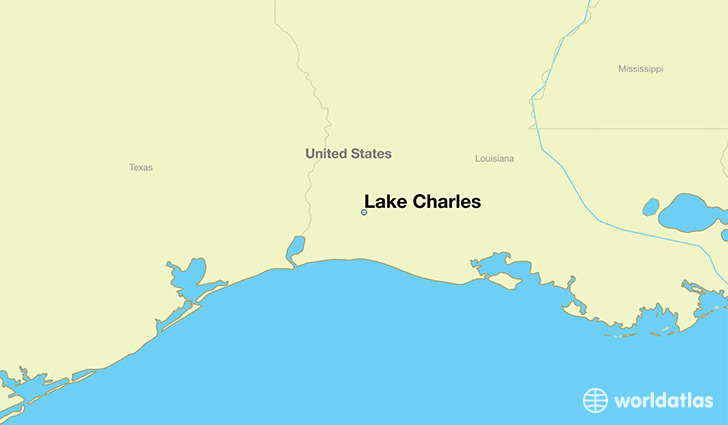 map showing the location of Lake Charles