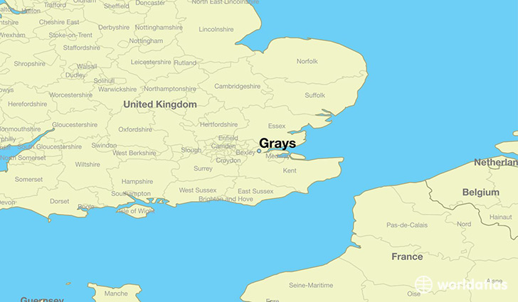 map showing the location of Grays