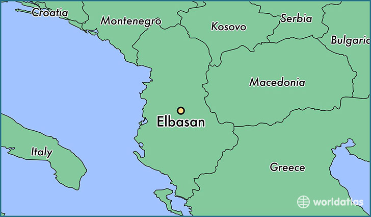 map showing the location of Elbasan