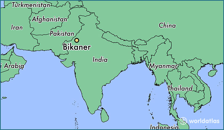 map showing the location of Bikaner