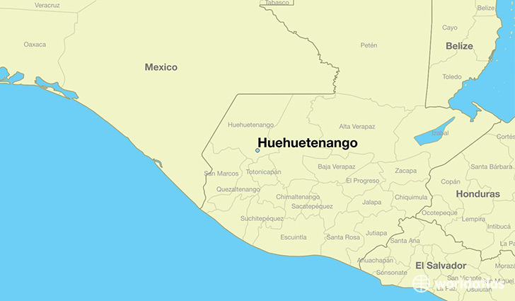 map showing the location of Huehuetenango
