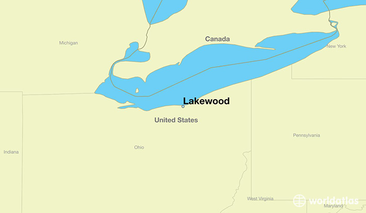 map showing the location of Lakewood