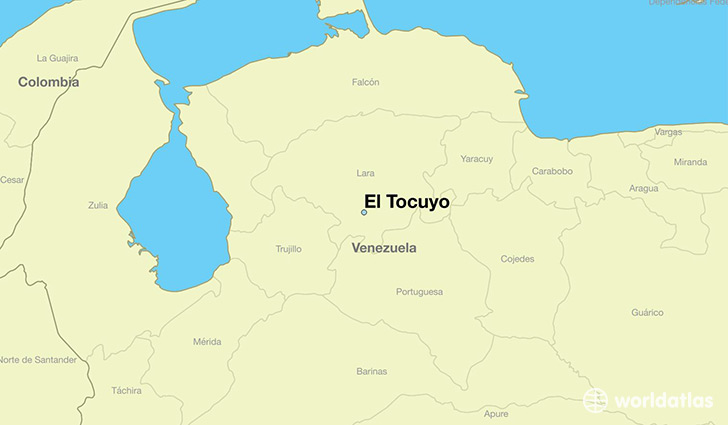 map showing the location of El Tocuyo