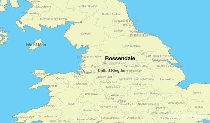 map showing the location of Rossendale
