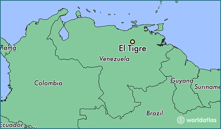 map showing the location of El Tigre