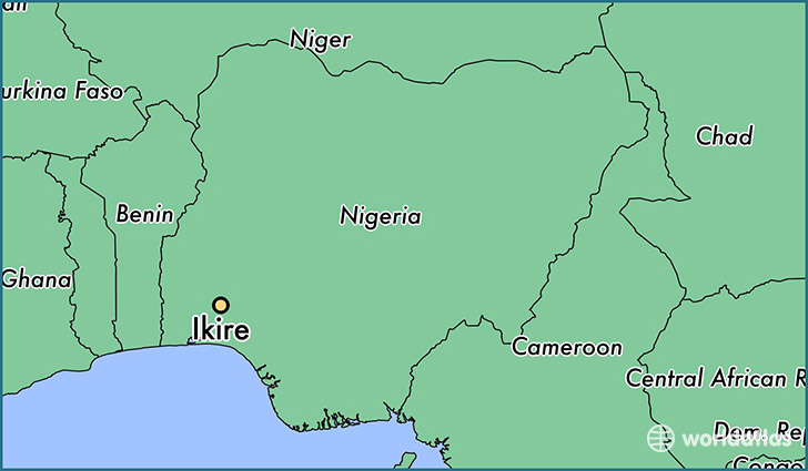 map showing the location of Ikire