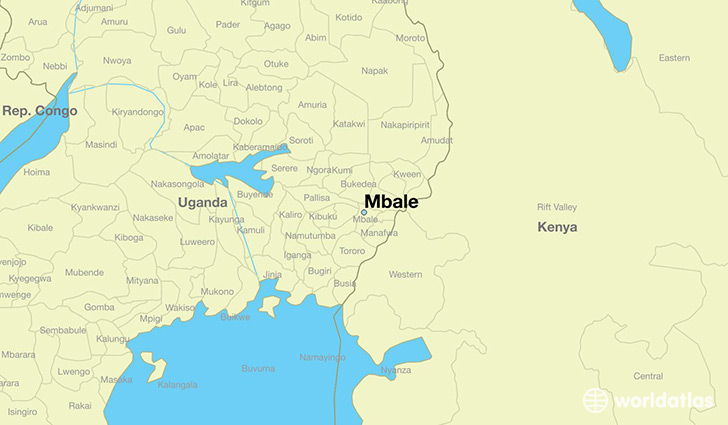 map showing the location of Mbale